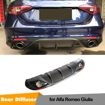 Задний Диффузор для Губ Заднего Бампера Alfa Romeo Giulia 2016 - 2019 2 Выхода Giulia С Выхлопными Наконечниками Отражатель Из Углеродного Волокна/PP