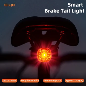 Задний фонарь велосипеда Giyo, светодиодный USB-фонарик для велосипеда, IP66, Водонепроницаемый, умный, перезаряжаемый, легкий тормоз Senor Mtb, Аксессуары
