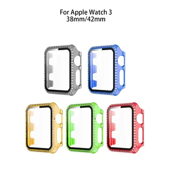 Защитный чехол для часов Iwatch 3/4/5/6 Apple Watch Карамельного цвета с Прозрачной бриллиантовой инкрустацией, Встроенный Защитный чехол