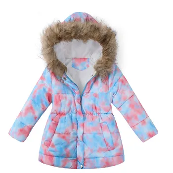 Зимние Теплые парки и куртки для девочек, детская толстая верхняя одежда с модным принтом, детская одежда, осенняя куртка для маленьких девочек, пальто с капюшоном