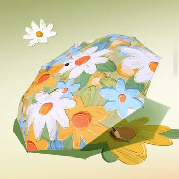 Зонт для рисования маслом Полностью автоматический Солнечный И дождливый Полноавтоматический зонт от солнца Прочная подставка Цветы Дорожный зонт от солнца