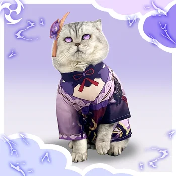 Игра Genshin Impact Футболка для домашних животных Cat Shadow Одежда Genshin Impact Кулинария Женщина Райден Шокун Одежда для Щенков Фото Одевание