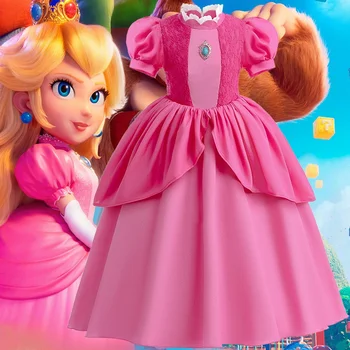 Игровой фильм Косплей Персик Дейзи Косплей костюм Бальное платье Персиково-розовое платье для взрослых Нарядное платье принцессы для вечеринки Нарядные костюмы