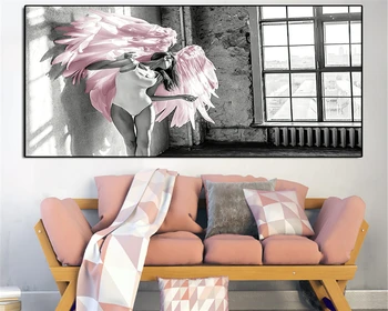 Изготовленная на заказ современная новая декоративная живопись мода красота розовый черно-белый фон Papel de parede papier peint обои