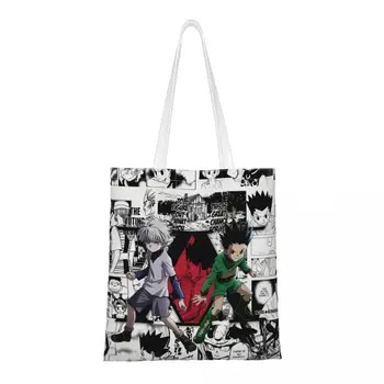 Изготовленная на заказ холщовая сумка для покупок Manga Hunter X Hunter Женская Многоразовая сумка для покупок Killua Zoldyck Shopper Tote Bag