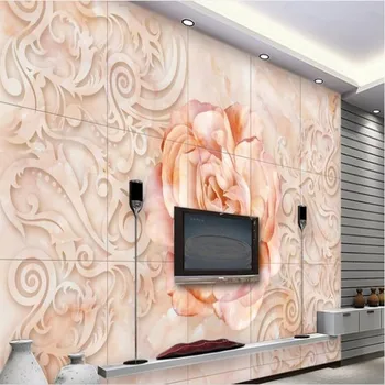 Изготовленные на заказ масштабные фрески wellyu с европейским рисунком из розового камня, фон для телевизора в гостиной, флизелиновые обои papel de parede