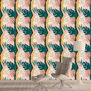 Изготовленные на заказ скандинавские винтажные 3D обои с листьями джунглей для гостиной Обои для домашнего декора Кабинет Самоклеящиеся фрески Рулоны Арт