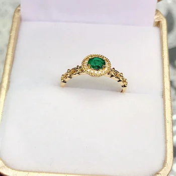 Изумрудное кольцо AZJ Ювелирные изделия из чистого желтого золота 18 Карат, натуральный Зеленый изумруд, драгоценный камень, бриллиант, женские кольца для женщин, Изящное кольцо