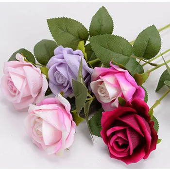 Имитация искусственной розы, Бархатные розы со стеблевыми цветами, Букет, Свадебная вечеринка, украшение дома, День Святого Валентина