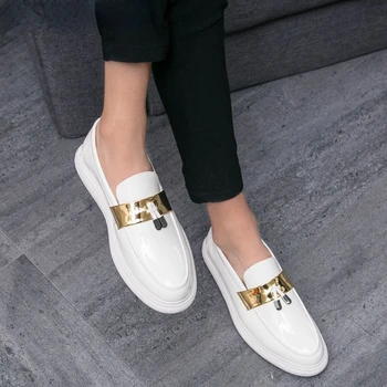 Итальянская Дизайнерская Повседневная Обувь, Мужские Лоферы, Модная Обувь 2021 года, Дизайнерская Обувь Из Лакированной Кожи, Мужская Высококачественная Sepatu Slip On Pria