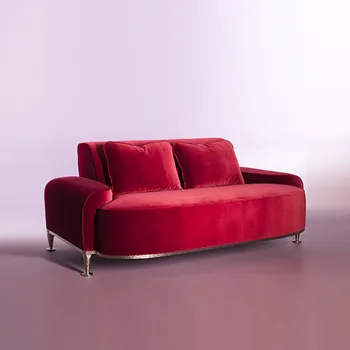 Итальянский минималистичный креативный легкий роскошный дизайнерский скандинавский изогнутый бархатный диван из ягненка, современный угловой диван с контурами