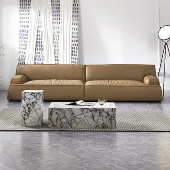Кожаный диван для гостиной С подушкой, Современный итальянский дизайнер с водонепроницаемой обивкой, Ленивые диваны-кровати Divano Letto European Furniture