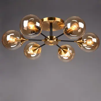 Королевская дымчато-серая/прозрачная стеклянная люстра Morden LED Lustre Gold Подвесной светильник для столовой, спальни, кухни, светильников для домашнего декора