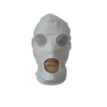 Косплей для взрослых Белый блестящий металлический капюшон Костюмы с открытыми глазами и ртом Аксессуары для вечеринок Маски на Хэллоуин