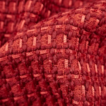 Красная клетчатая шерстяная ткань из твида, сплетенная в маленьком ароматном стиле, однотонная высококачественная швейная ткань 