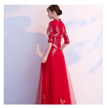 Красное длинное китайское ретро-свадебное платье для новобрачных большого размера в китайском стиле