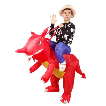 Красный костюм динозавра для косплея Надувной костюм Динозавра для верховой езды Маскарадный реквизит на Хэллоуин Косплей из фильма костюмы на Хэллоуин для мужчин