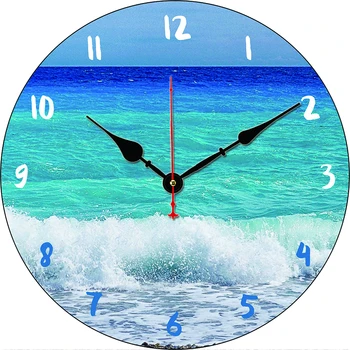 Круглые настенные часы для кухни с живописным морем, Большие настольные часы для ресторана, кафе, декоративные настенные часы, бесшумные, не тикающие, приятные для подарка