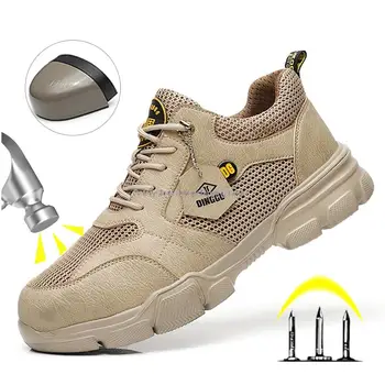Легкая защитная обувь, мужские кроссовки со стальным носком, Рабочая обувь, защищающая от проколов, Промышленные защитные рабочие ботинки, Мужские рабочие ботинки