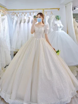 Легкое простое свадебное платье 2023, новое платье принцессы невесты, блестящее бальное платье, свадебное платье Vestido De Noiva