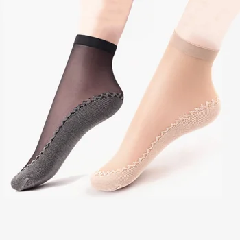 Летние Мягкие шелковые носки, женские хлопчатобумажные нескользящие тонкие носки с дышащей подошвой, Женские короткие носки, нейлоновые тапочки, носок