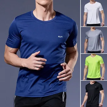 Летняя быстросохнущая мужская спортивная футболка с коротким рукавом, майки для спортзала, футболка для фитнеса, футболка для бега, мужская дышащая спортивная одежда