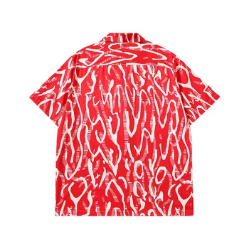 Летняя креативная рубашка с полным принтом в стиле граффити с короткими рукавами для мужчин и женщин, свободная индивидуальность, ниша с рубашками-топами с коротким рукавом