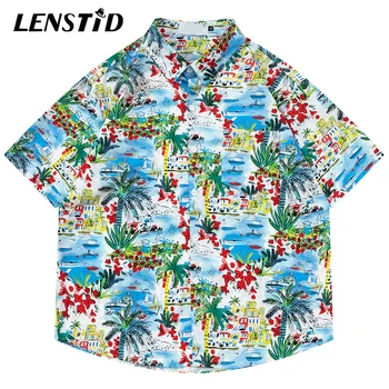 Летняя мужская Гавайская пляжная рубашка на пуговицах в стиле хип-хоп, Гавайи, графические блузки, Уличная одежда, Harajuku, модные Повседневные рубашки Aloha, одежда