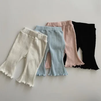 Летняя одежда для маленьких девочек и мальчиков, Новые детские Тонкие дышащие и удобные модные брюки-клеш с эластичной резинкой на талии для детей