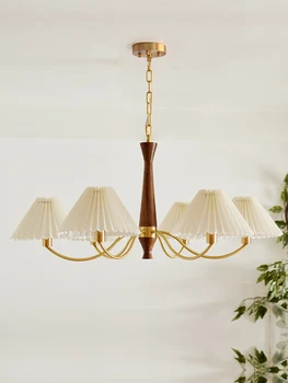 Люстра из орехового дерева, классическая потолочная лампа в скандинавском стиле, Медные подвесные светильники во французском стиле, подвесные светильники для домашнего декора