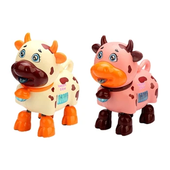 Милая игрушка-корова для детей, электрическое животное для мальчиков и девочек, ходящее влево и вправо D5QA