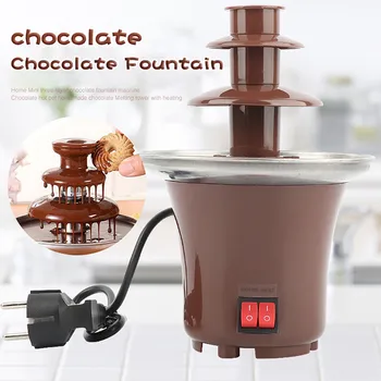 Мини-шоколадный фонтан, Трехслойный креативный шоколад, плавящийся с подогревом, машина для приготовления фондю, Мини-горшок с водопадом, штепсельная вилка ЕС