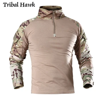 Многокамерные военные футболки, мужские тактические камуфляжные футболки для страйкбола, униформа, армейская боевая одежда для пейнтбола, футболка с длинным рукавом