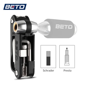 Многофункциональные инструменты для велосипеда BETO 18 В 1, Шестигранный ключ для снятия цепи, Портативный инструмент для ремонта велосипедов с соплом CO2, подходит для AV / FV