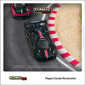 Модель автомобиля Tarmac Works 1:64 Pagani Zonda Revolución Nero Oro черного цвета