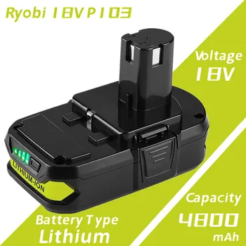 Модернизированная Сменная литиевая батарея Ryobi 18V емкостью 4,8 Ач, совместимая с Ryobi 18 Volt ONE + Plus P107 P108 P102 P103 P104 P105 P109