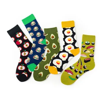 Модные женские носки с авокадо, яйцами-пашот, печатью для суши, Персонализированные Модные Мужские и женские носки в спортивном стиле для кампуса M210