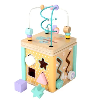 Монтессори Круглые бусины в форме лабиринта Мультяшные часы Обучающие Развивающие игрушки Детские Деревянные подарки для детей