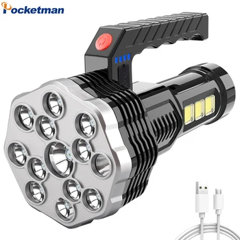 Мощный светодиодный фонарик с USB-аккумулятором Ручной Портативный наружный светильник со встроенным аккумулятором COB 13 светодиодных фонарей