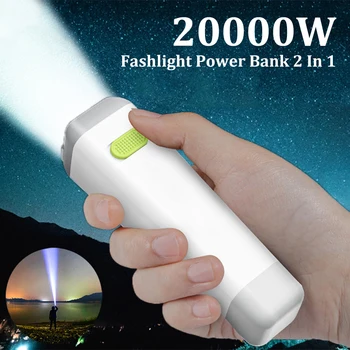 Мощный светодиодный фонарик, мини-фонарик, USB-аккумулятор для зарядки, портативный кемпинговый водонепроницаемый фонарик дальнего действия 2 В 1