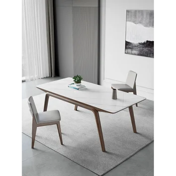 Мраморный Роскошный Обеденный стол Американский Обеденный Стол Прямоугольный Стол Легко моющийся Мебель для гостиной современного дизайна
