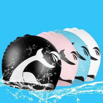 Мужская силиконовая водонепроницаемая шапочка для плавания Женская защита, Высокоэластичные шапочки для серфинга, дайвинга, шапочка для бассейна Свободного размера