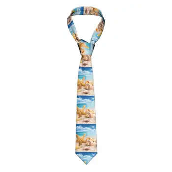 Мужской галстук, классические узкие галстуки с морскими звездами и ракушками на пляже, узкий воротник, повседневные аксессуары для галстуков, подарок