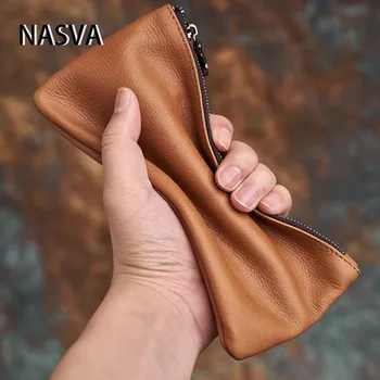 Мужской кошелек из натуральной кожи NASVA, длинный кошелек, клатч, портмоне, держатель для карт, сумка для телефона, женский кошелек, сумка для банковских карт.