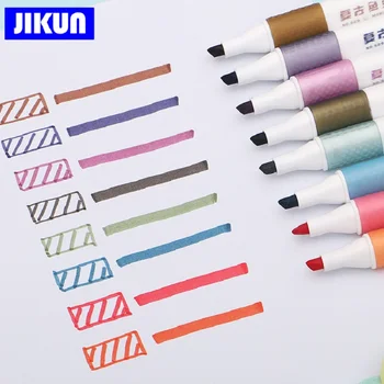 Набор ручек для рисования в стиле ретро JIKUN 8 цветов, студенческие флуоресцентные маркерные ручки для рисования
