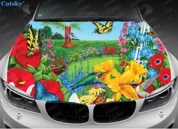 Наклейка на капот автомобиля с весенней бабочкой, Украшение капота автомобиля в виде цветка, Защитная крышка капота, Виниловая наклейка на автомобиль, Цветная наклейка на бок кузова автомобиля