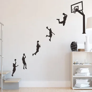 Наклейка на стену баскетболистов Laup Виниловые наклейки на стены ручной работы для детских комнат, украшения детской, спортивные наклейки для комнаты мальчика