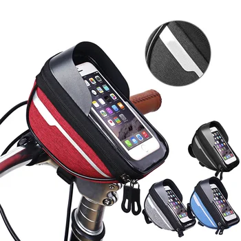 Наружные велосипедные сумки с сенсорным экраном 6,4 дюйма, Велосипедная рама, сумка для передней трубки, руль, чехол для мобильного телефона, держатель для мобильного телефона