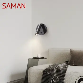 Настенный светильник SAMAN Nordic Black LED, современный латунный интерьерный светильник-бра для дома, прикроватные светильники для гостиной