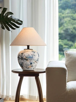 Настольная лампа в глиняном горшке ручной работы в японском стиле, дизайнерская гостиная в семье, прикроватная тумбочка для спальни, декоративная настольная лампа